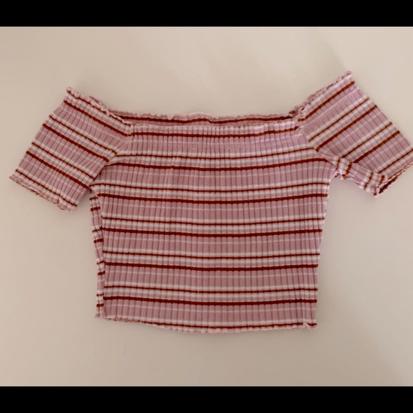 Striped Off-the-Shoulder Crop Top - Picture 2 of 2